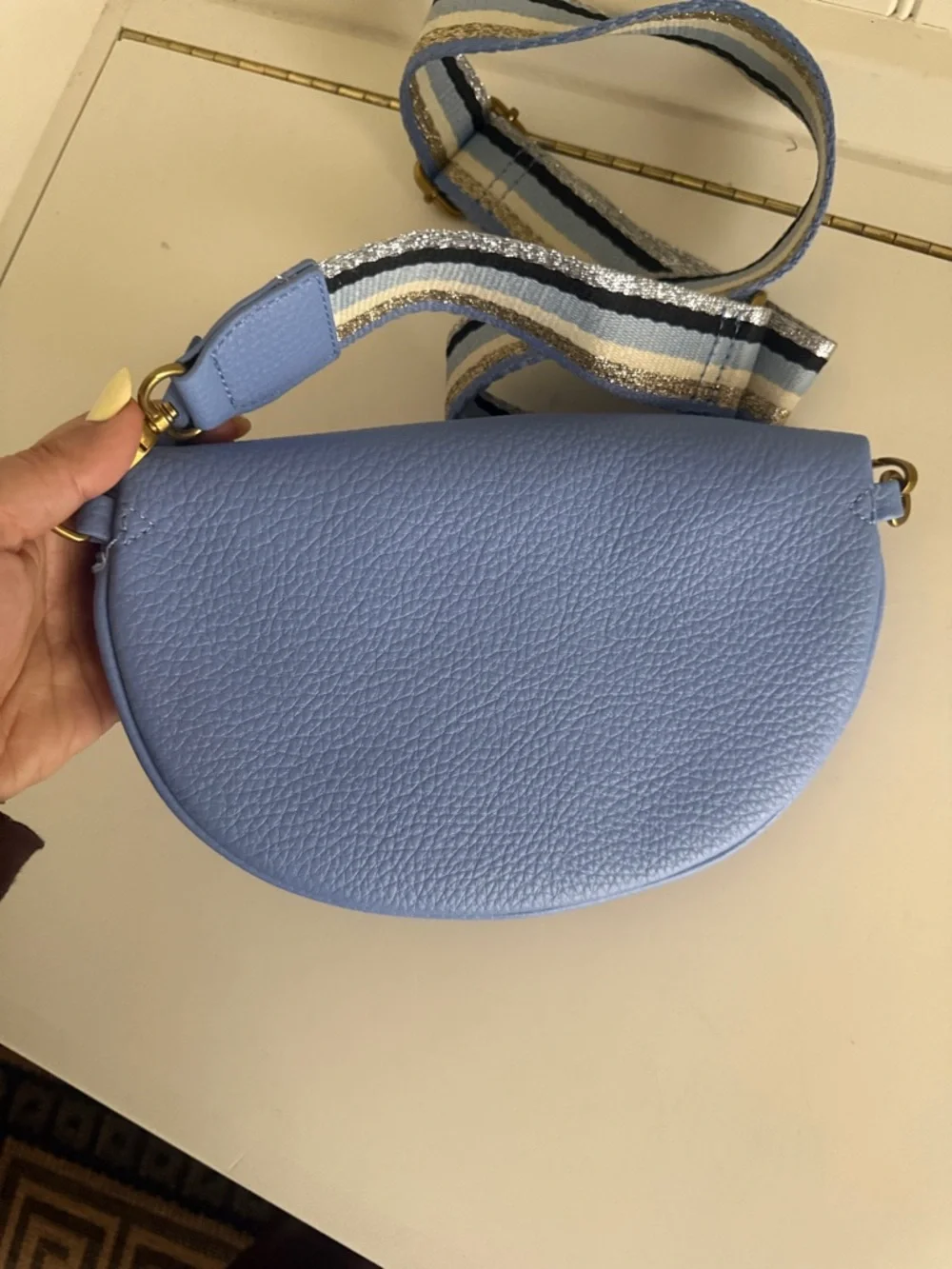 Oliver Bonas Becca Denim Blue Belt Bag - Picture 6 of 8